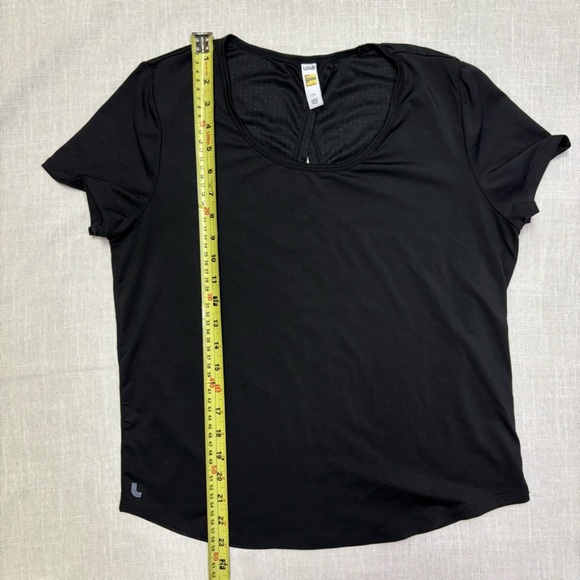3/$30 Lole Women’s Large Black Flowy Workout Tee Keyhole Back Sheer Rear Shirt - Picture 5 of 11